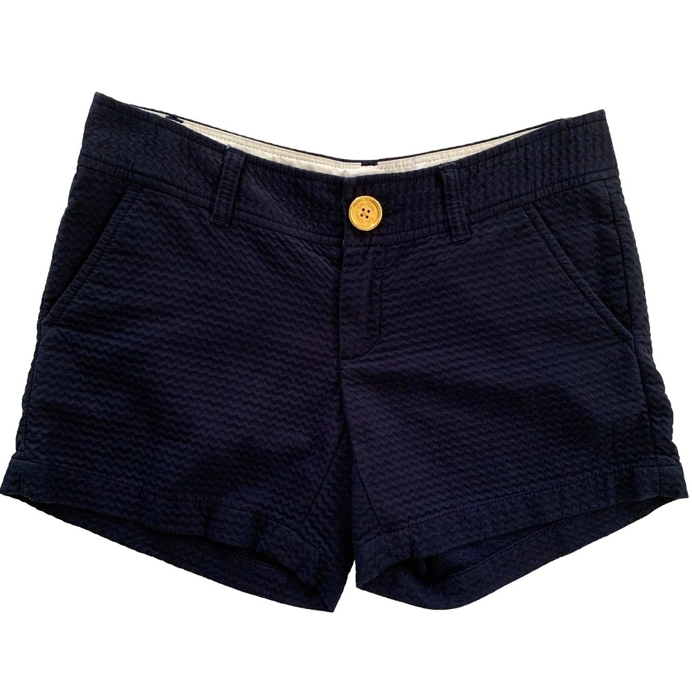 Lilly‎ Pulitzer Textured Callahan 5" inseam Shorts sz 0 True Navy